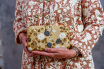 Load image into Gallery viewer, GOLD FLOWER CLUTCH