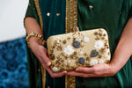 Load image into Gallery viewer, GOLD FLOWER CLUTCH